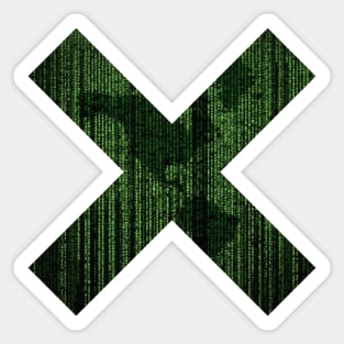 Matrix Code • Letter X Background Cross Shaped Window Aperture. Sticker